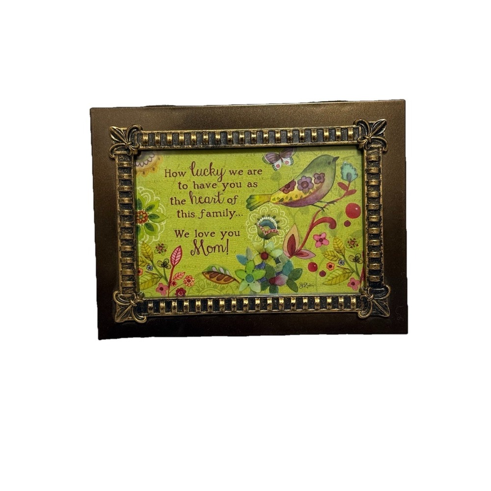 Photo Frame Music Box Jewelry Box‎ " Amazing Grace" We Love You, Mom. Lined.